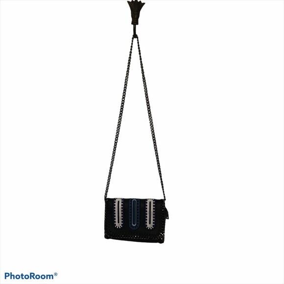 Falabella-Inspired Leather & Denim Embroidered Crossbody Bag Chic Statement - Picture 3 of 13